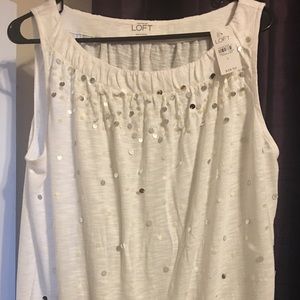 White sequin sleeveless top